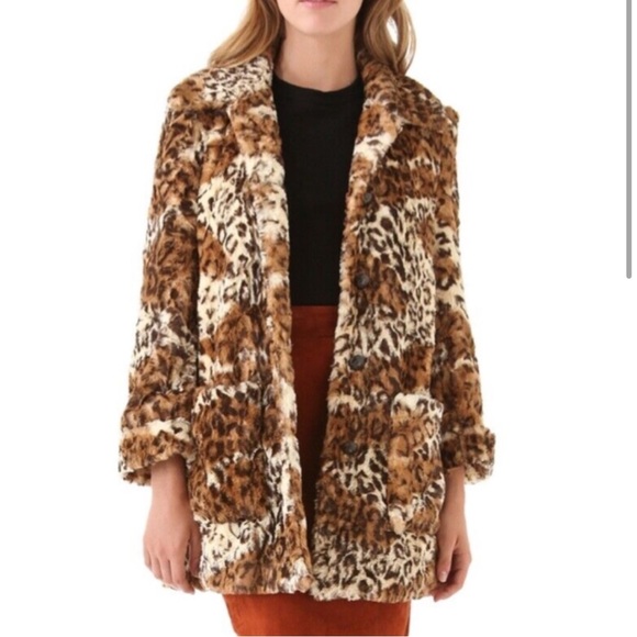 ALICE + OLIVIA Pali Faux Fur Leopard Print Jacket Size Small - Picture 3 of 10